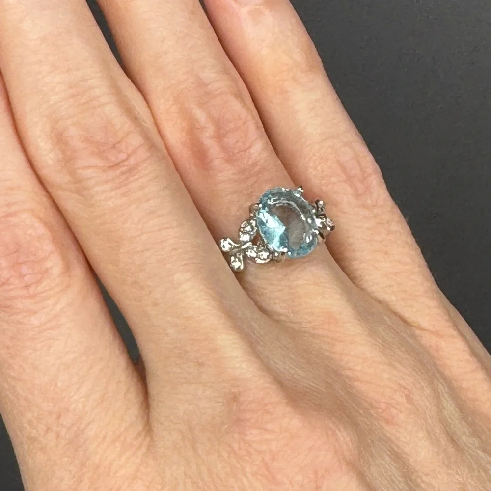 NATURAL AQUAMARINE BUTTERFLY RING | 1 Size 5.75 left! - Picture 6 of 8